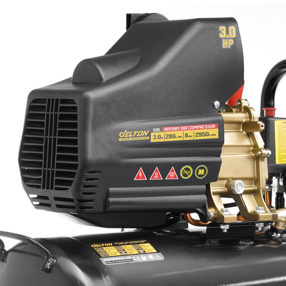ปั๊มลมโรตารี่ DELTON รุ่น DRT-50L-R 50 ลิตร 3 แรงม้า